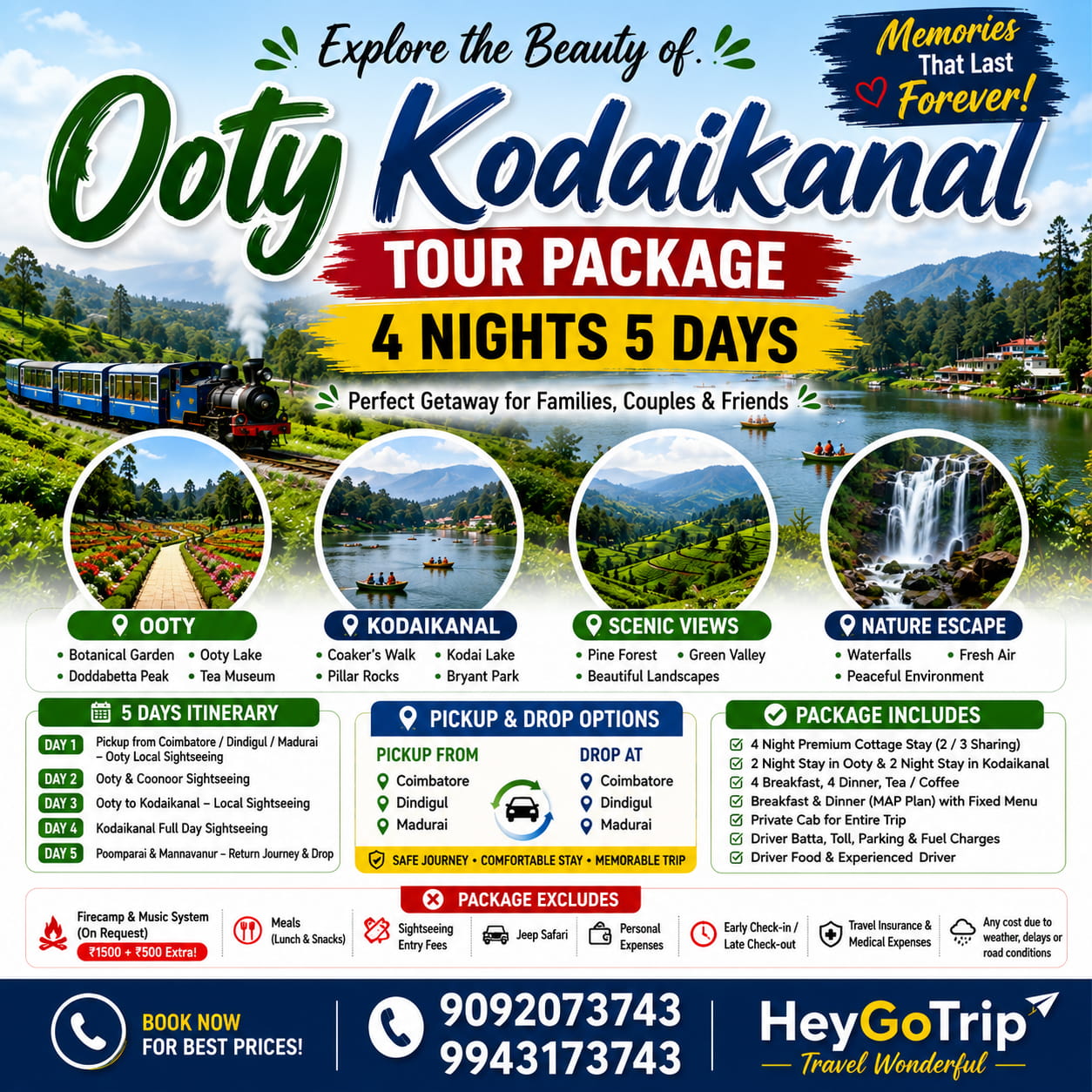 Ooty Kodaikanal Tour Package | 4 Nights 5 Days – Heygotrip
